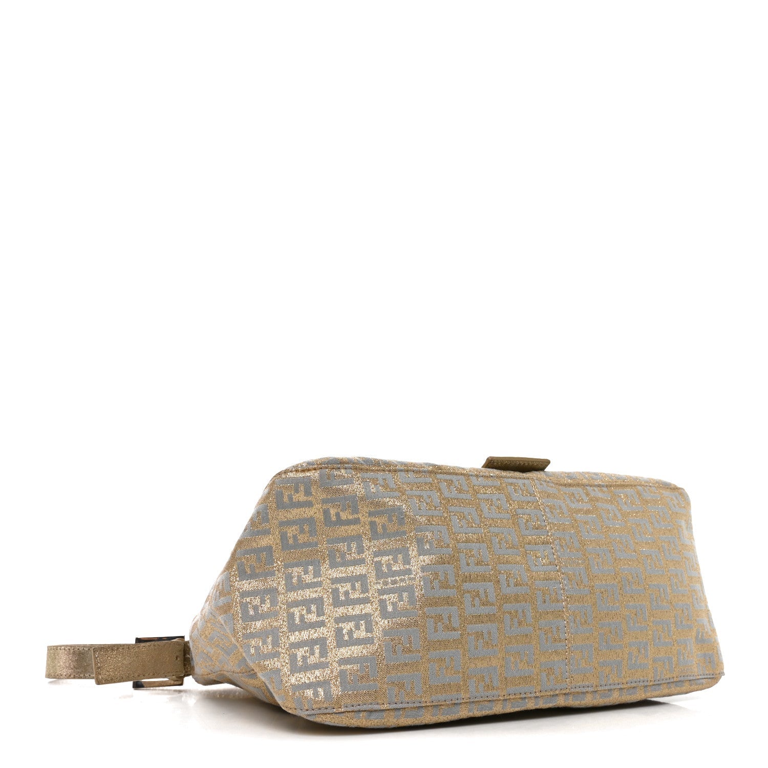 Fendi Metallic Jacquard Zucchino Suede Mama Baguette Peltro Argento Sabbia