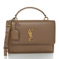 Saint Laurent Smooth Calfskin Medium Monogram Sunset Satchel Natural Tan