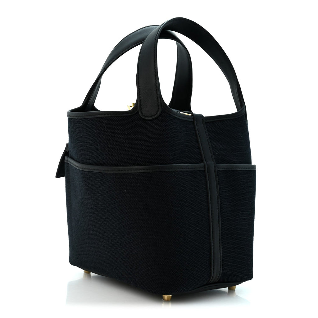 Hermès Toile Goeland Swift Cargo Picotin Lock 18 Black