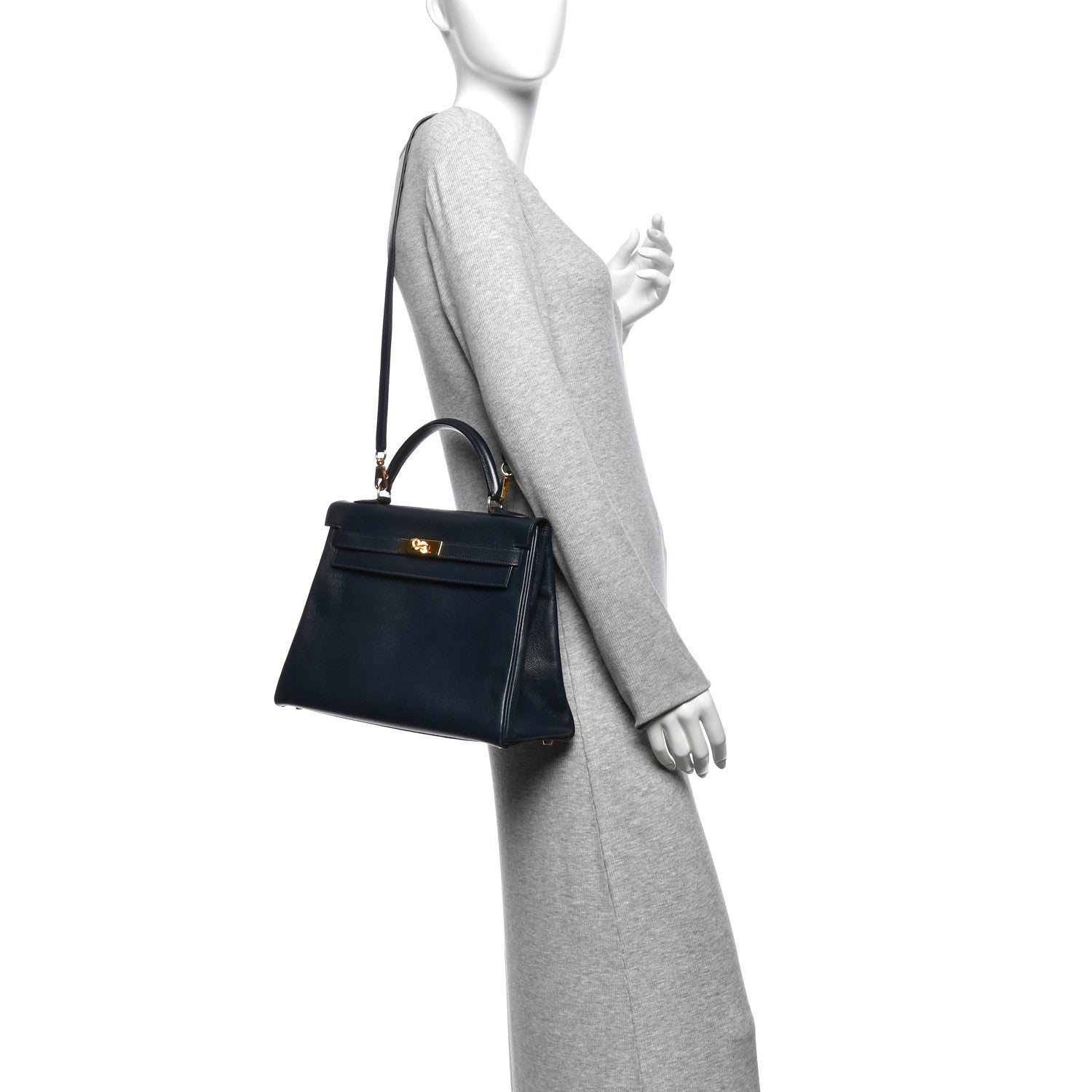 Hermès Courchevel Kelly Retourne 32 Bleu Indigo