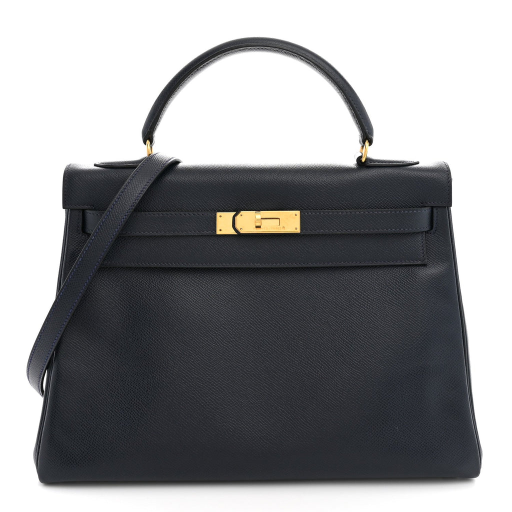 Hermès Courchevel Kelly Retourne 32 Bleu Indigo