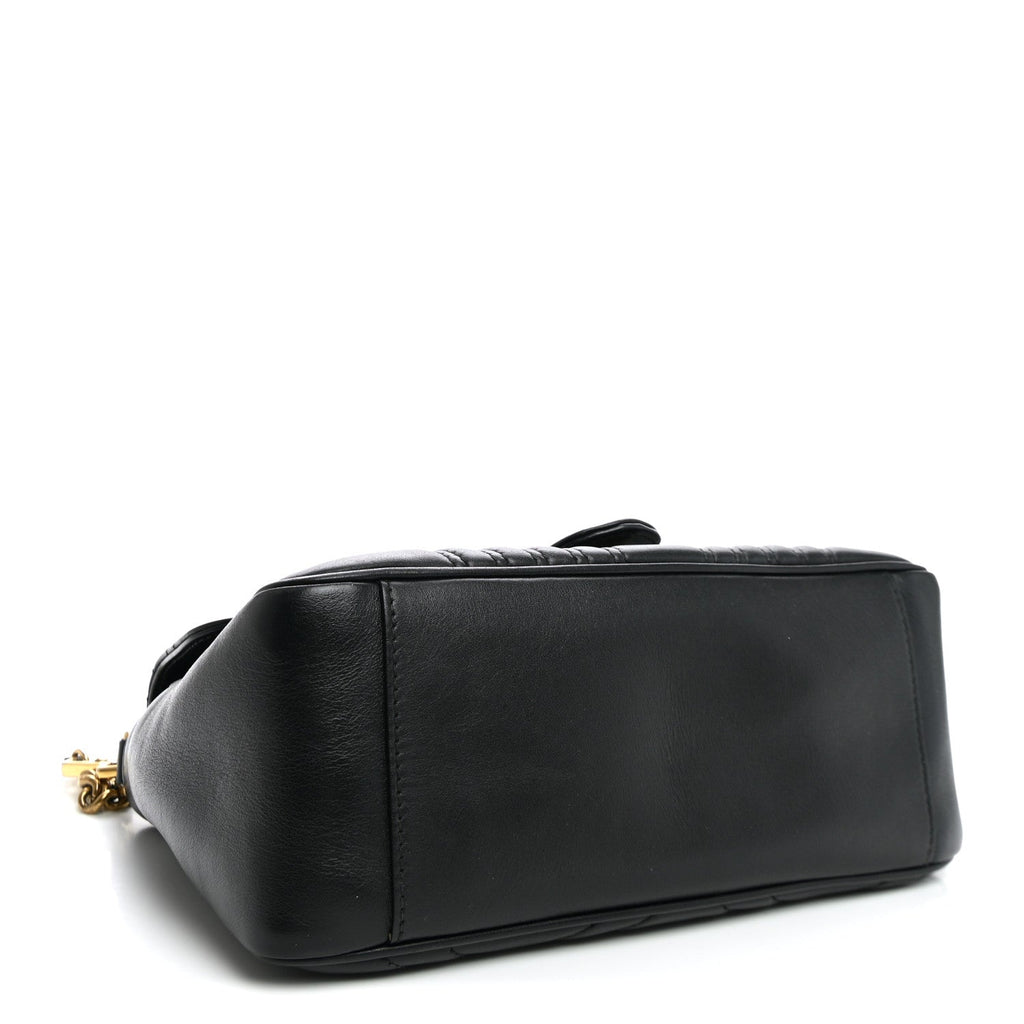 Gucci Calfskin Matelasse Small GG Marmont Top Handle Black