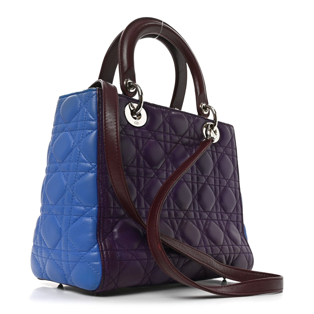 Dior Lambskin Cannage Medium Bi-Color Lady Dior Purple Blue