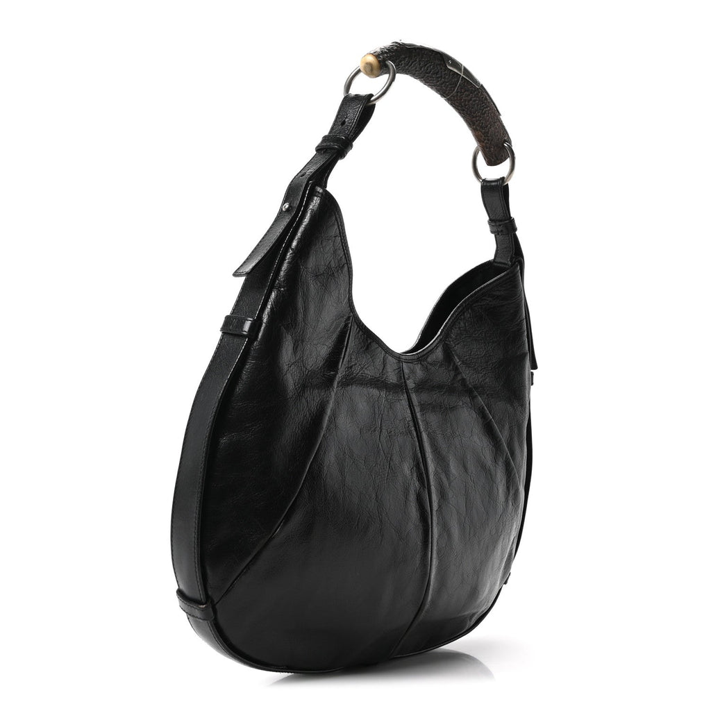 Saint Laurent Buffalo Horn Mombasa Hobo Black