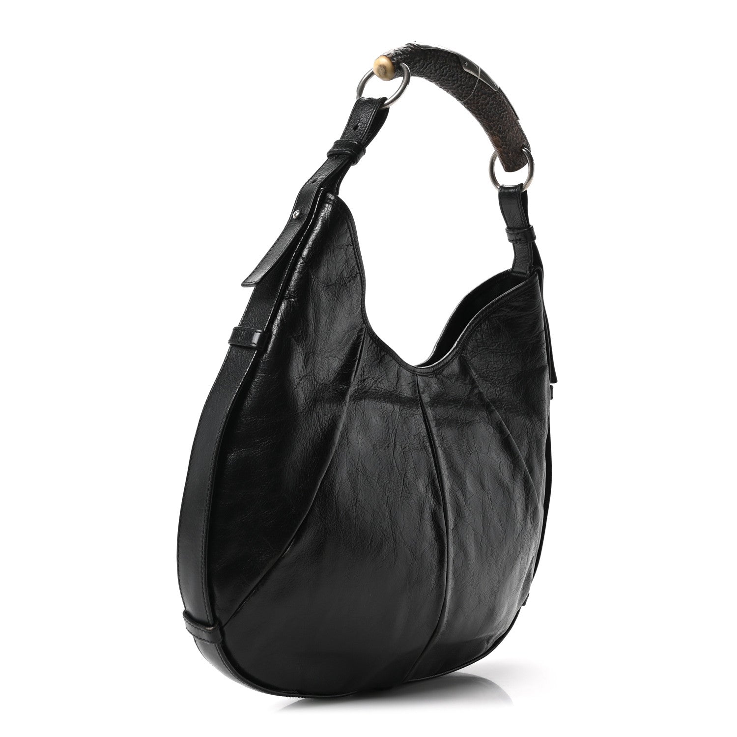 Saint Laurent Buffalo Horn Mombasa Hobo Black