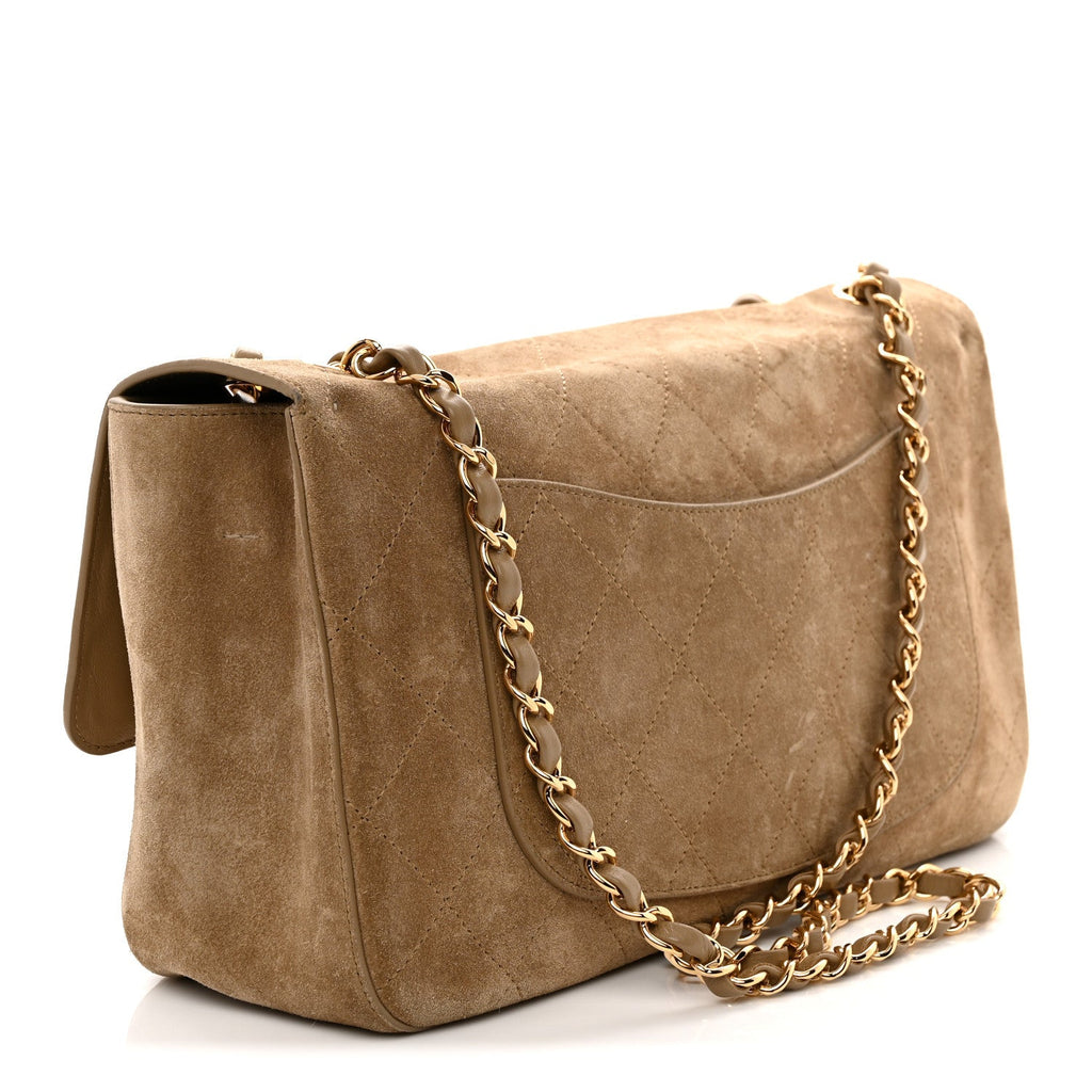 Chanel Suede Calfskin Small Souplissimo Maxi Flap Dark Beige