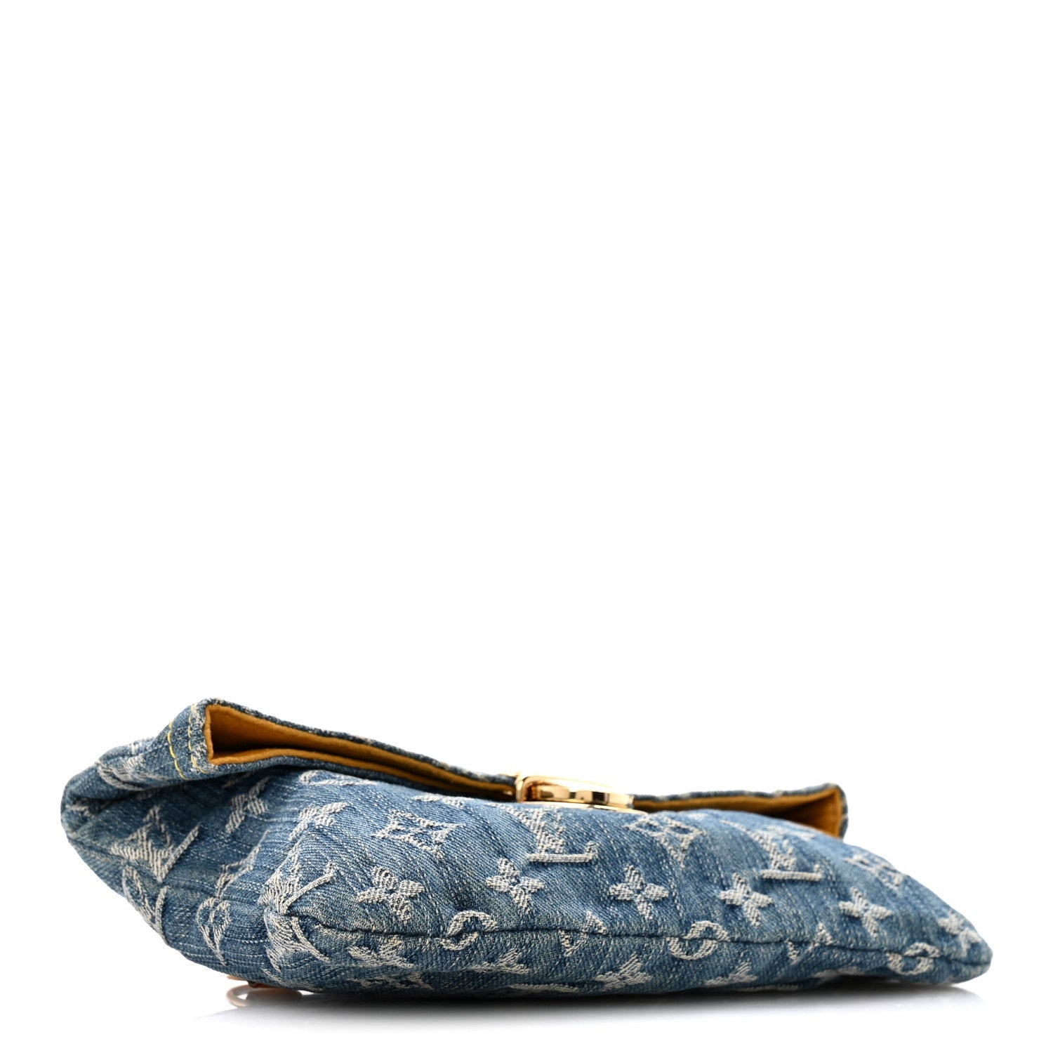 Louis Vuitton Monogram Denim Pochette Plat Clutch Blue detail view