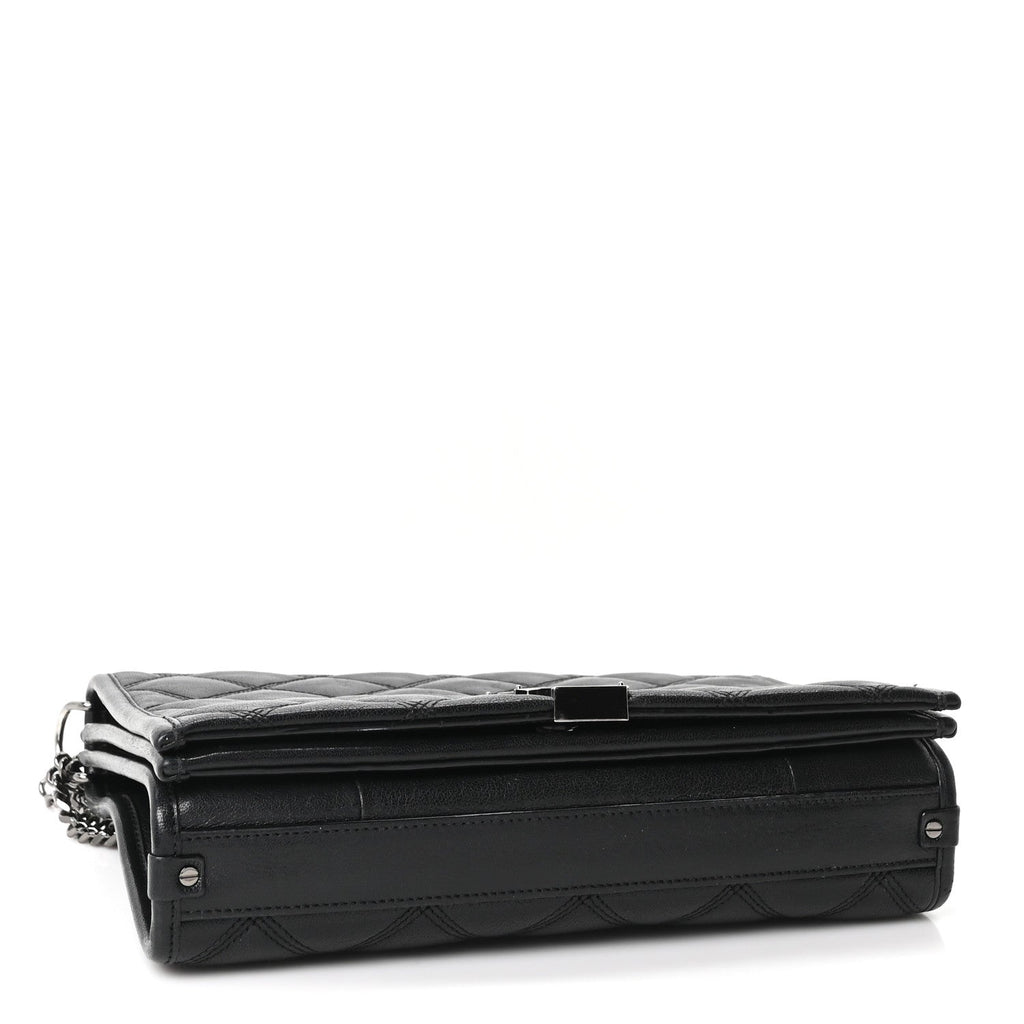 Saint Laurent Lambskin Quilted Mini Becky Chain Bag Black
