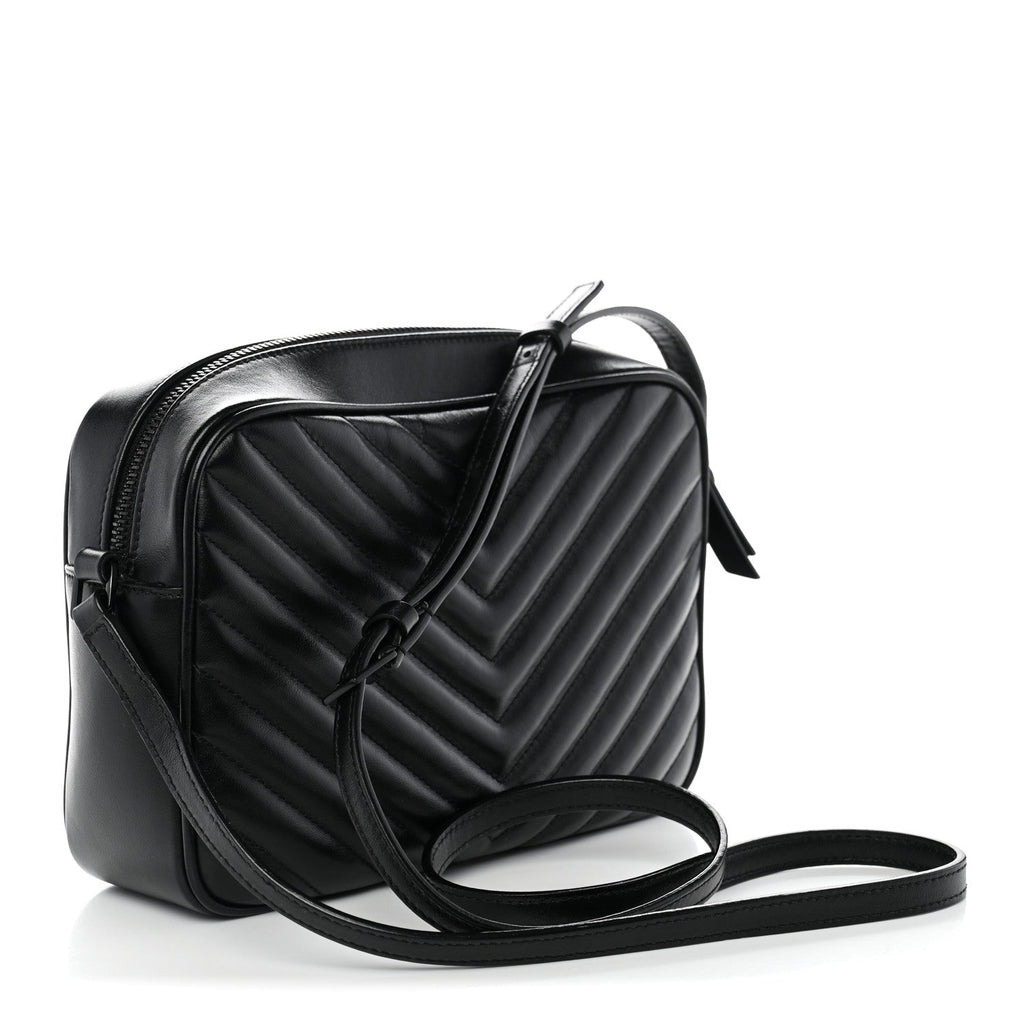 Saint Laurent Calfskin Matelasse Monogram Monochrome Lou Camera Bag Black