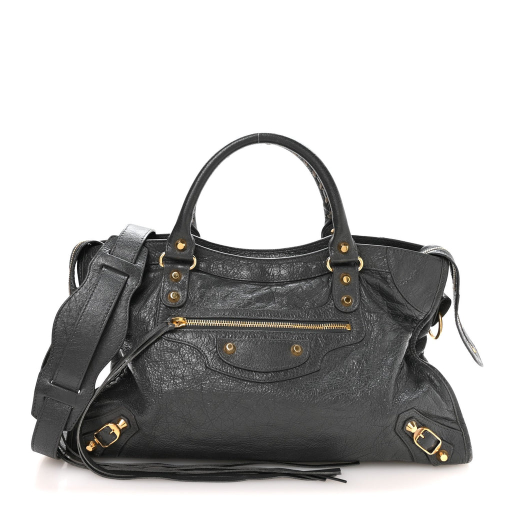 Balenciaga Agneau Classic Gold Hardware City Gris Fossile