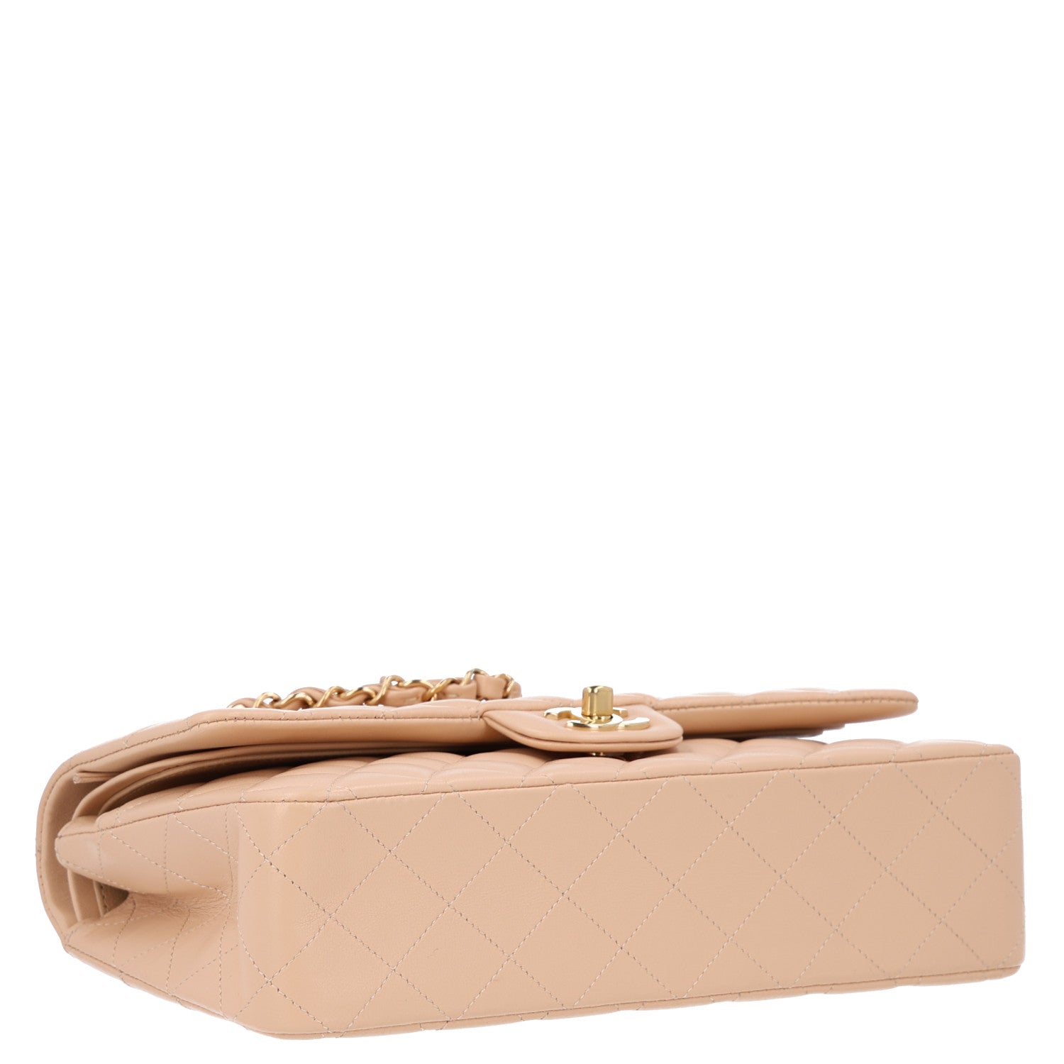 Chanel Lambskin Quilted Medium Double Flap Beige