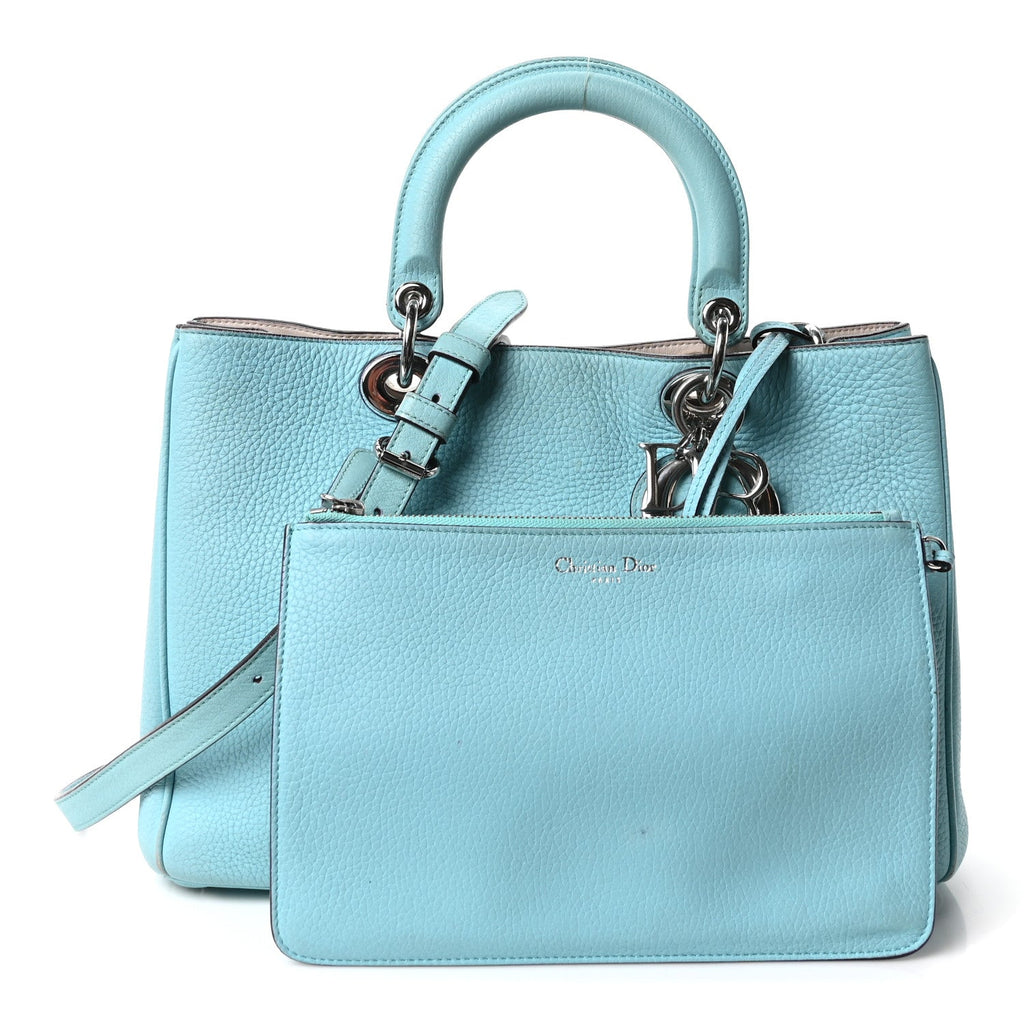 Dior Bullcalf Medium Diorissimo Tote Light Blue