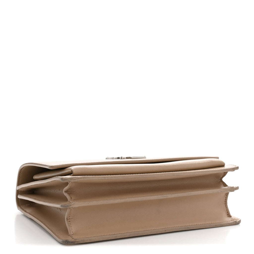 Saint Laurent Calfskin Medium Monogram Sunset Dark Beige