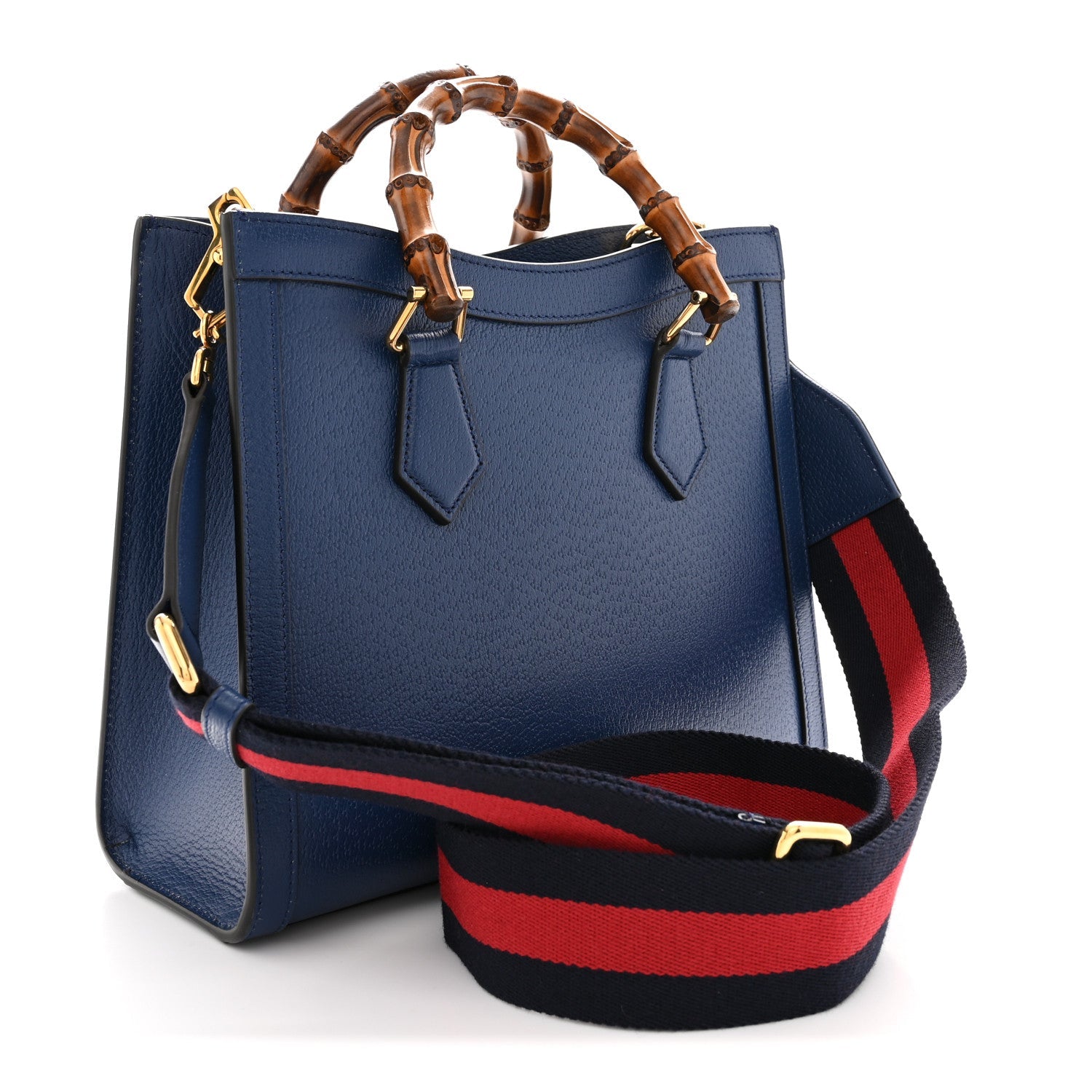 Gucci Textured Dollar Calfskin Web Small Diana Tote Bag Royal Crop