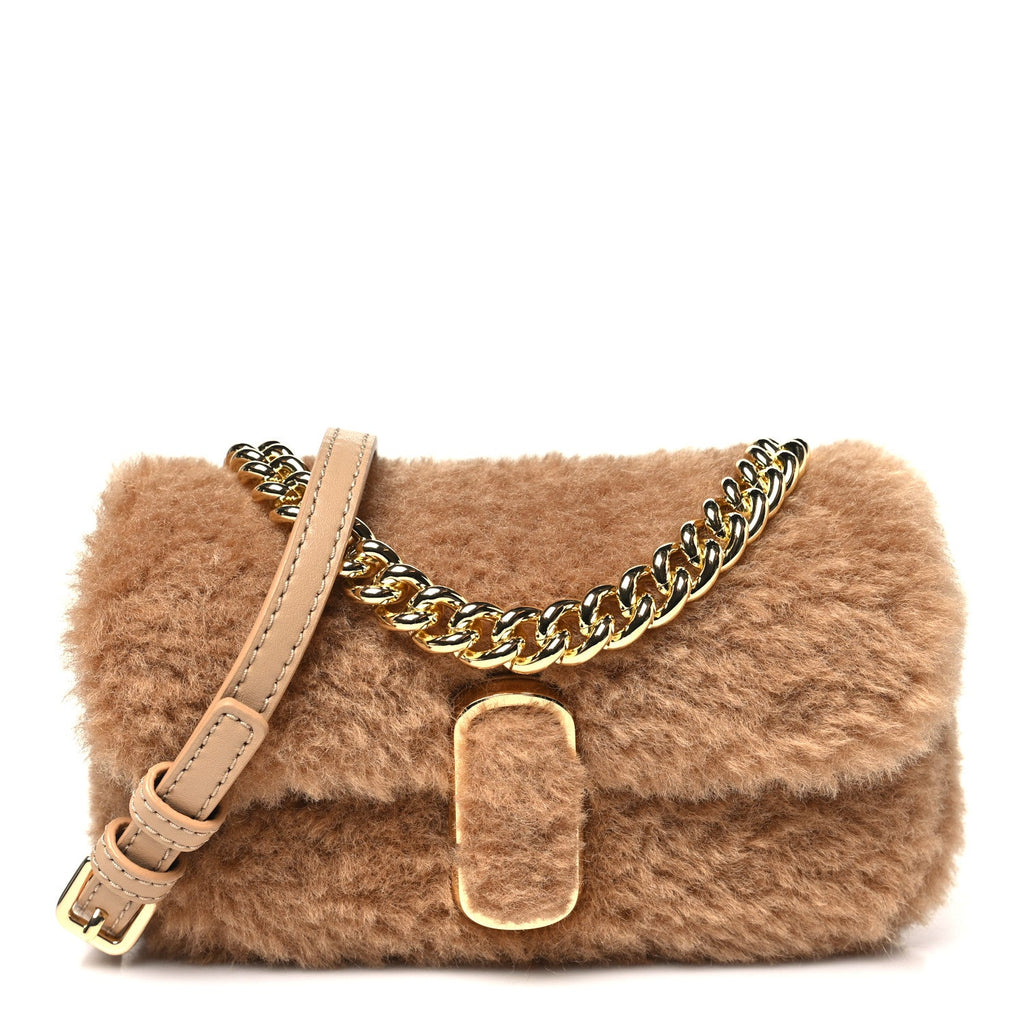 Faux Fur Calfskin Mini The Teddy J Marc Shoulder Bag Camel