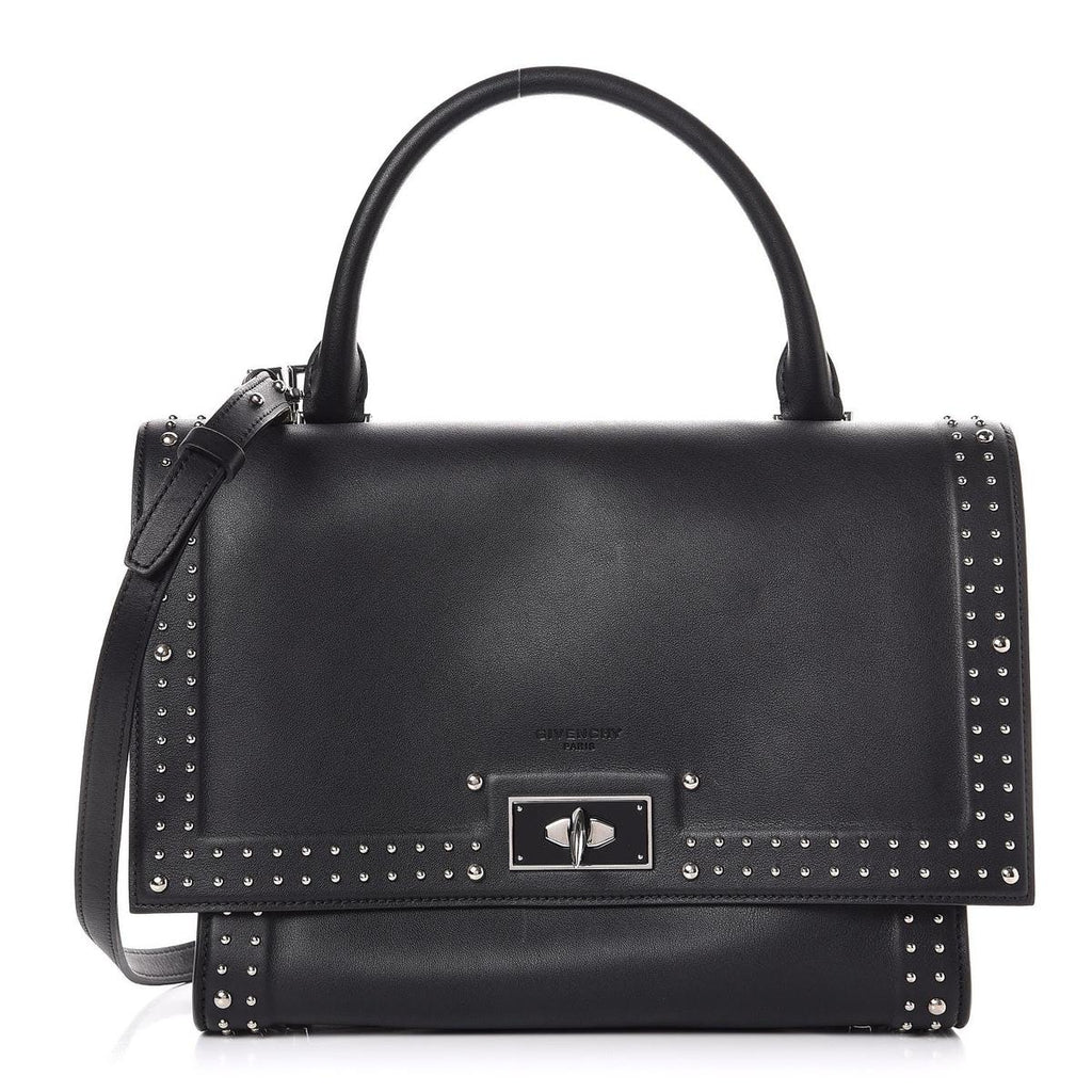 Givenchy Shark Lock small satchel black studded calfskin front view