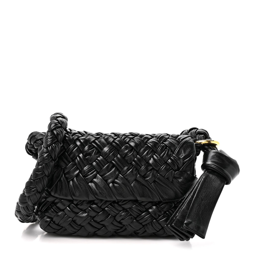 Bottega Veneta Calfskin Foulard Intreccio Kalimero Città Shoulder Bag Black