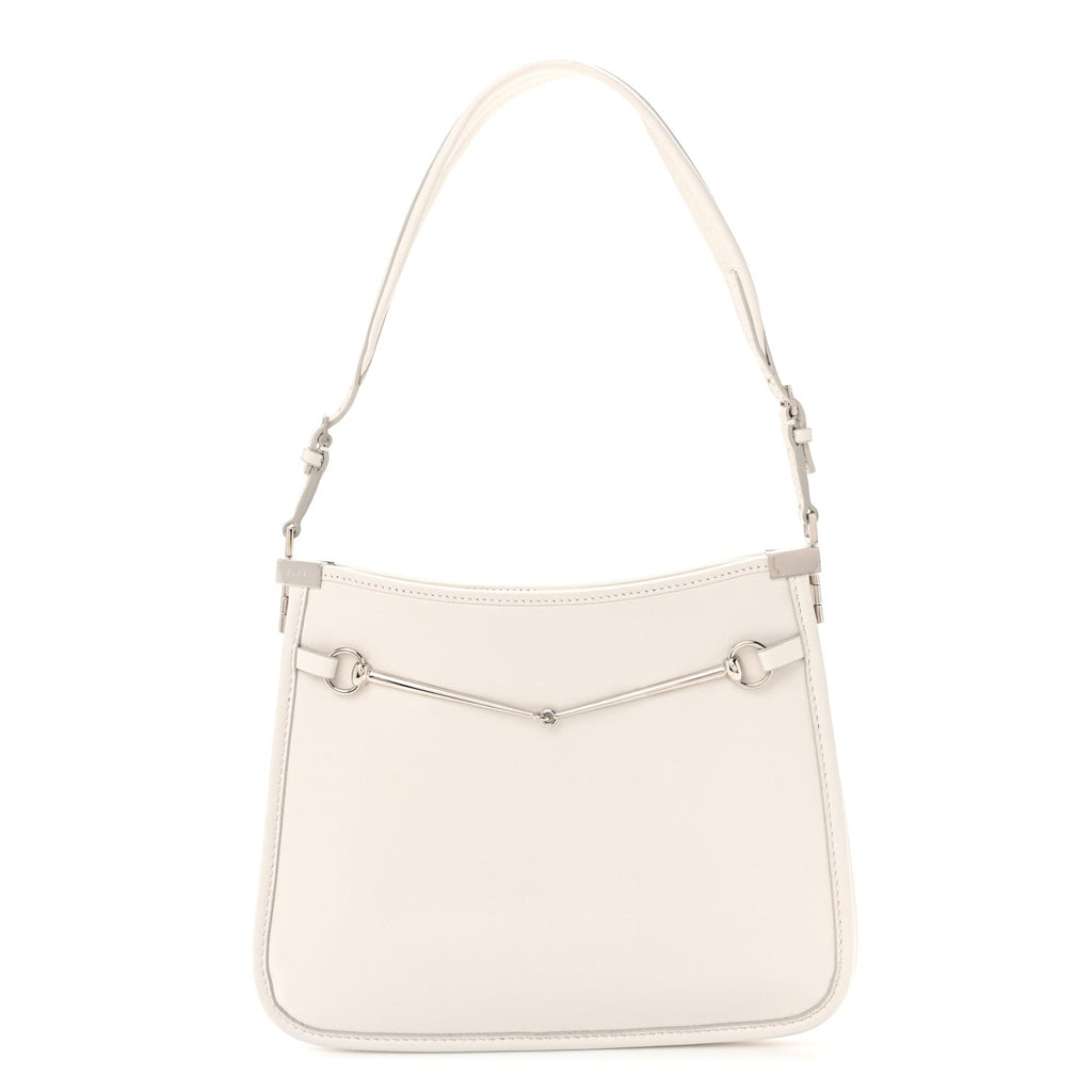 Gucci Calfskin Horsebit Slim Shoulder Bag White