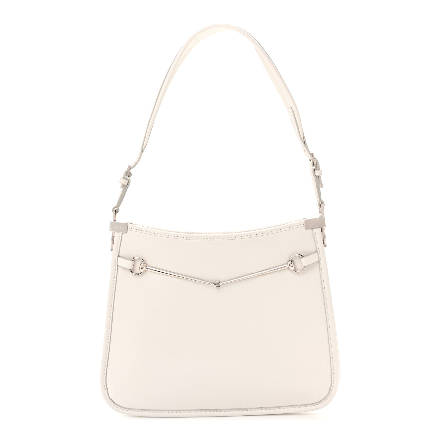 Gucci Calfskin Horsebit Slim Shoulder Bag White