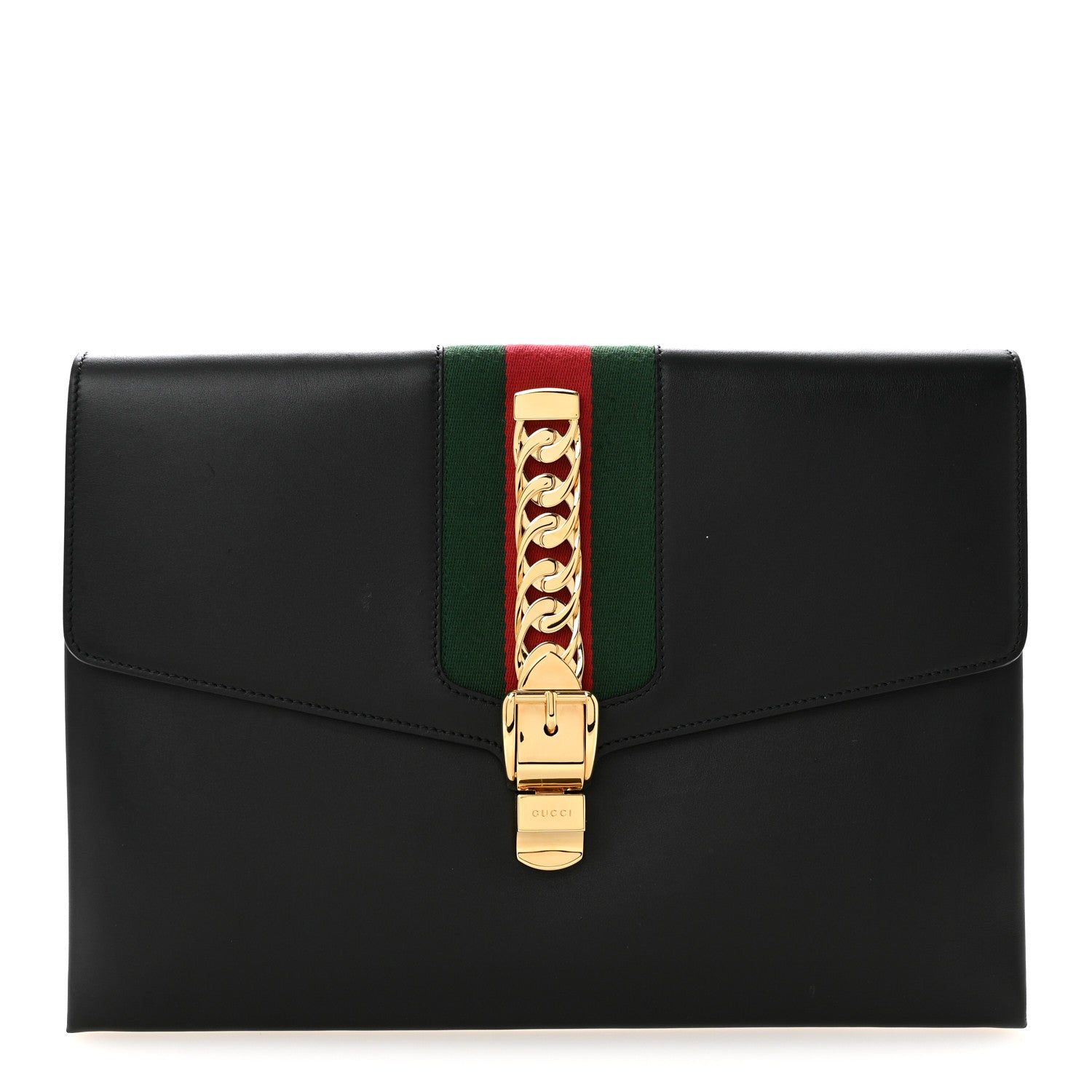 Gucci Calfskin Maxi Sylvie Clutch Black