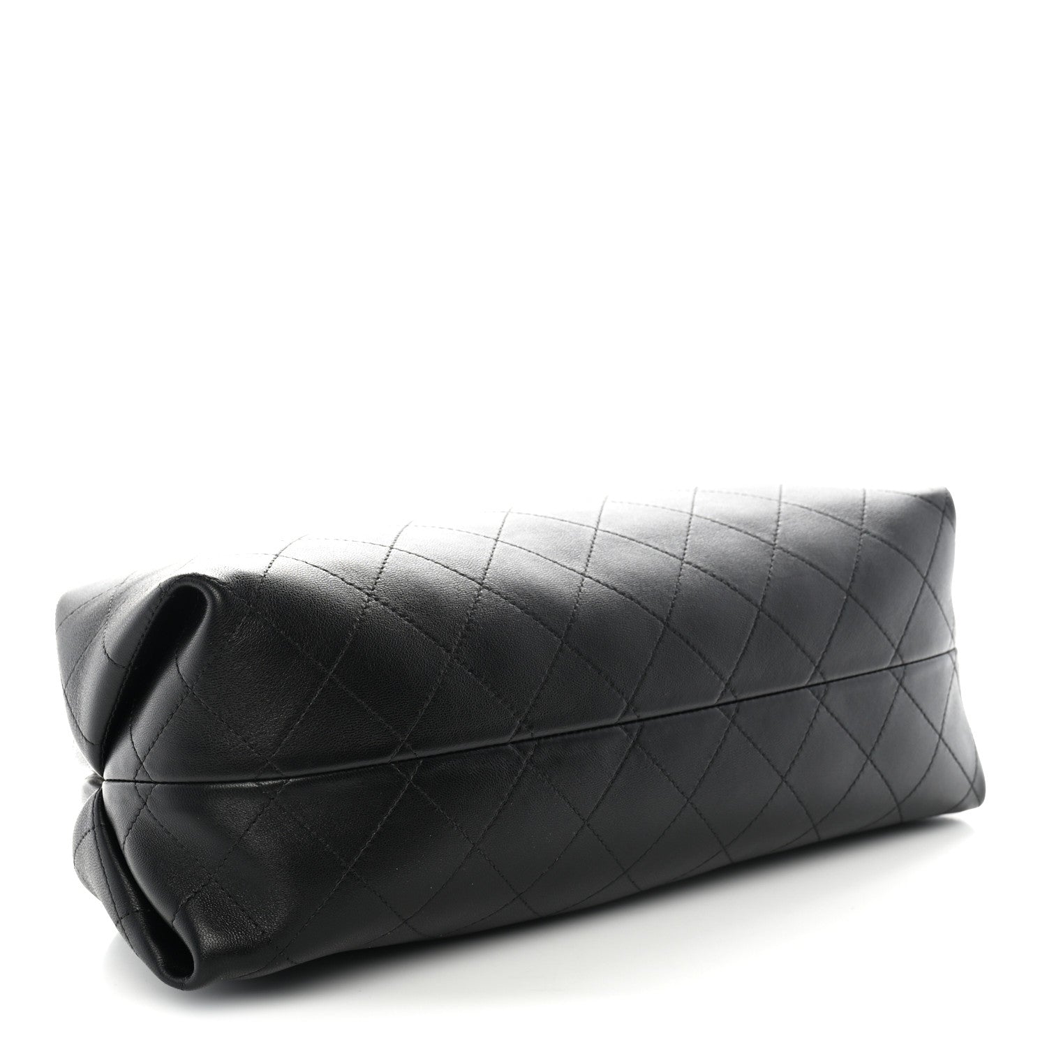 Chanel Lambskin Stitched Clutch With Chain Black