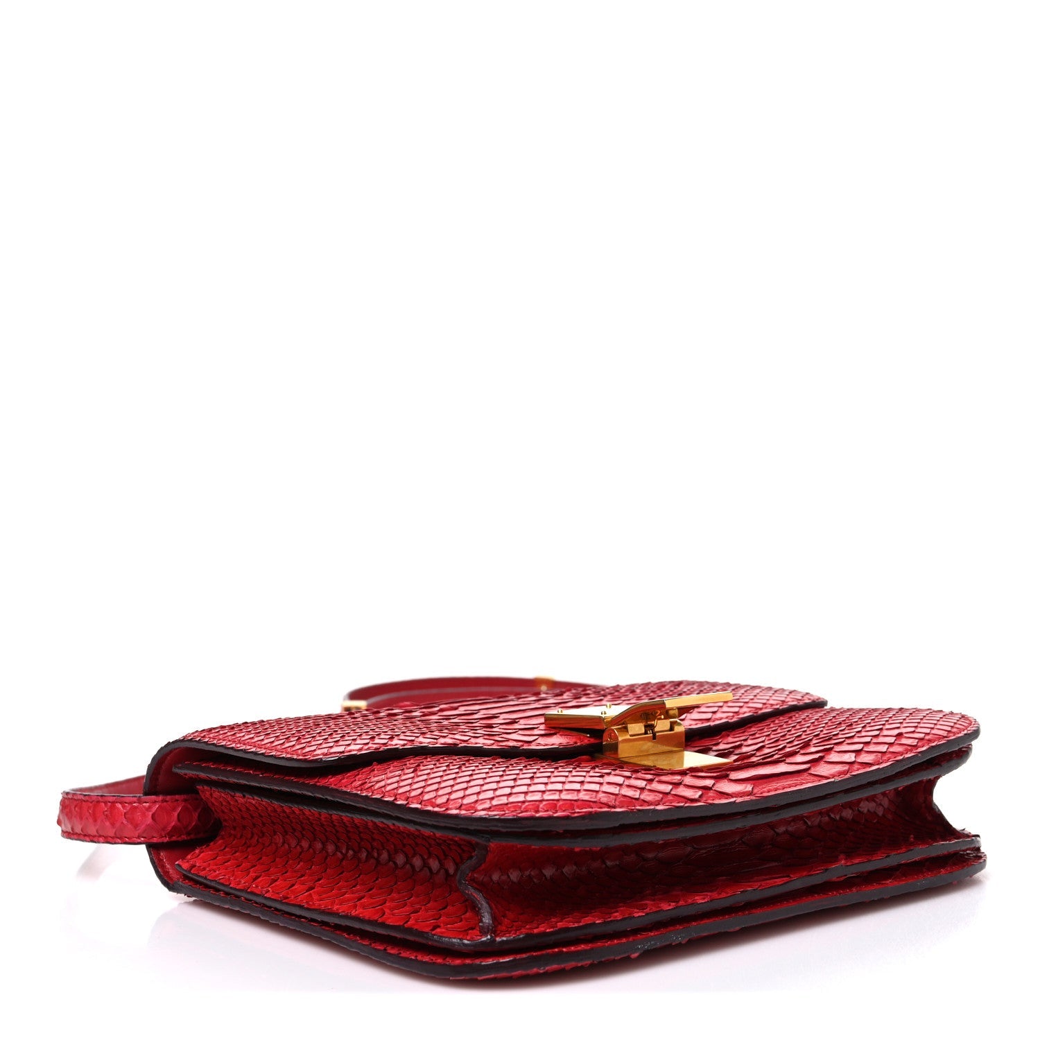 Celine Snakeskin Medium Classic Box Flap Red