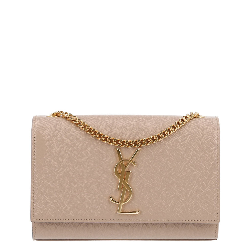 Saint Laurent Grain De Poudre Small Monogram Kate Satchel Dark Beige
