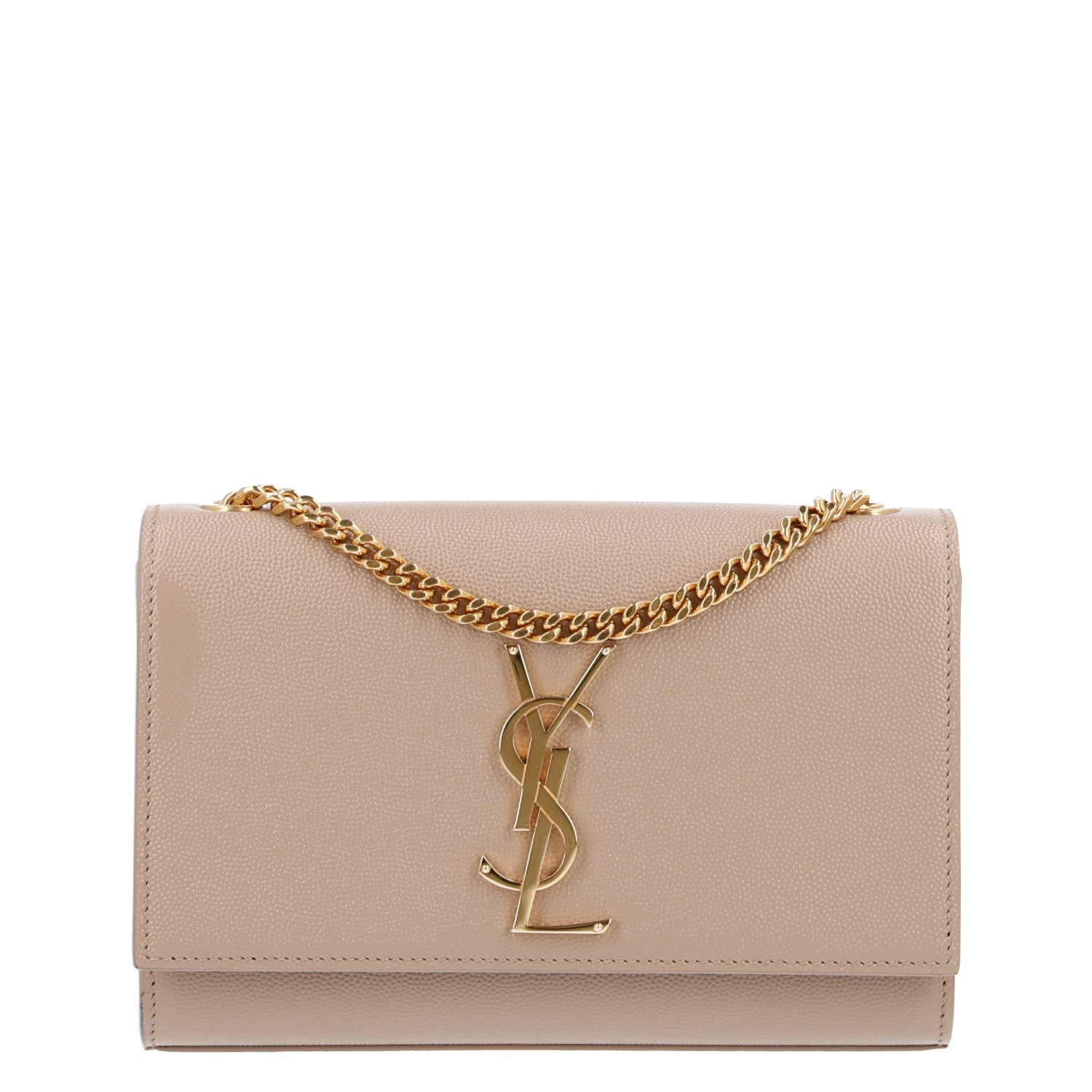 Saint Laurent Grain De Poudre Small Monogram Kate Satchel Dark Beige
