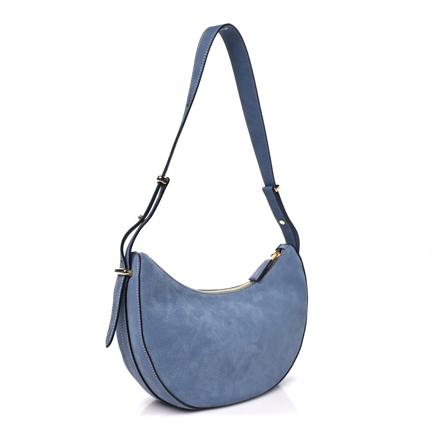 Prada Nubuck Small Arque Shoulder Bag Aviation Blue