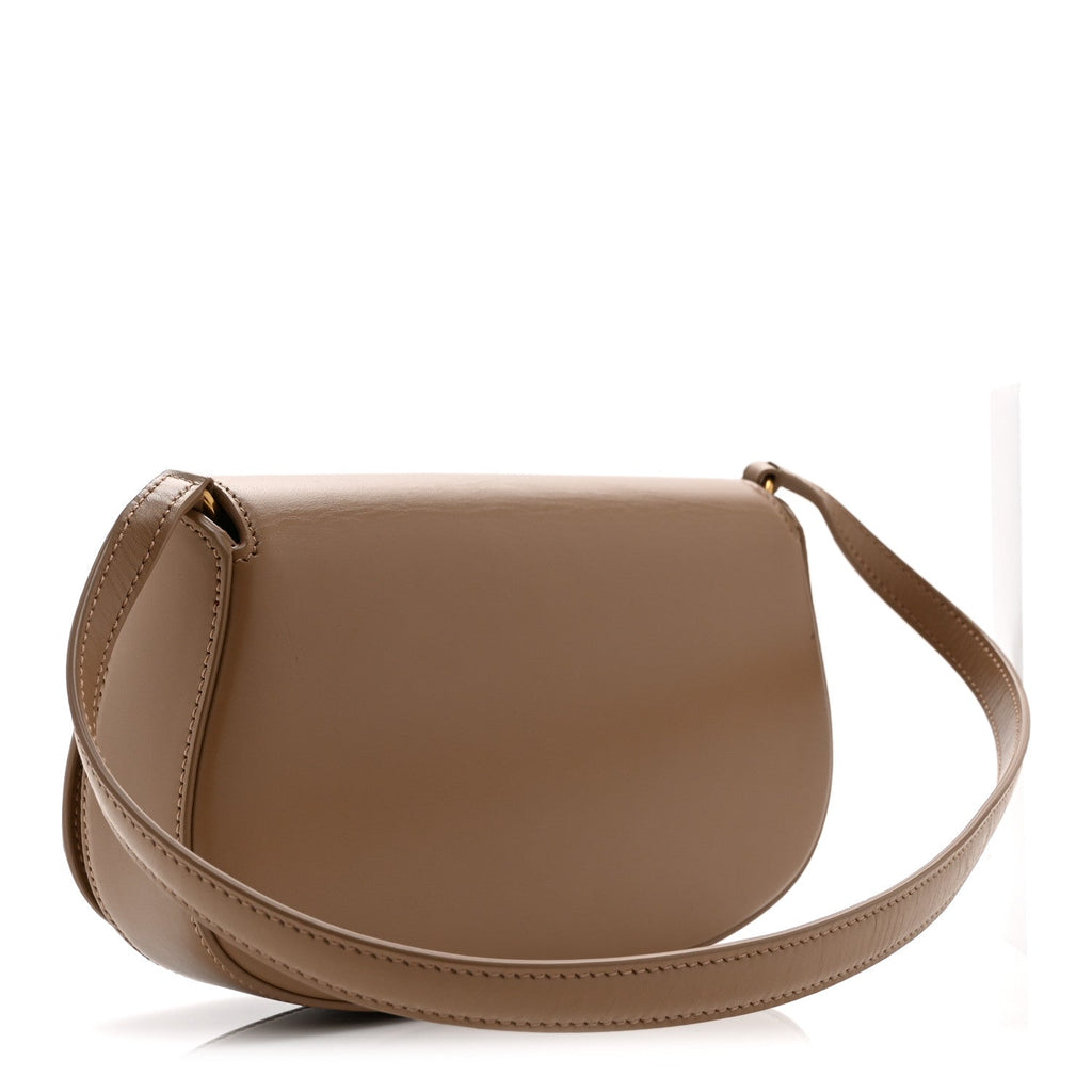 Saint Laurent Box Calfskin Mini Voltaire Shoulder Bag Dark Cork