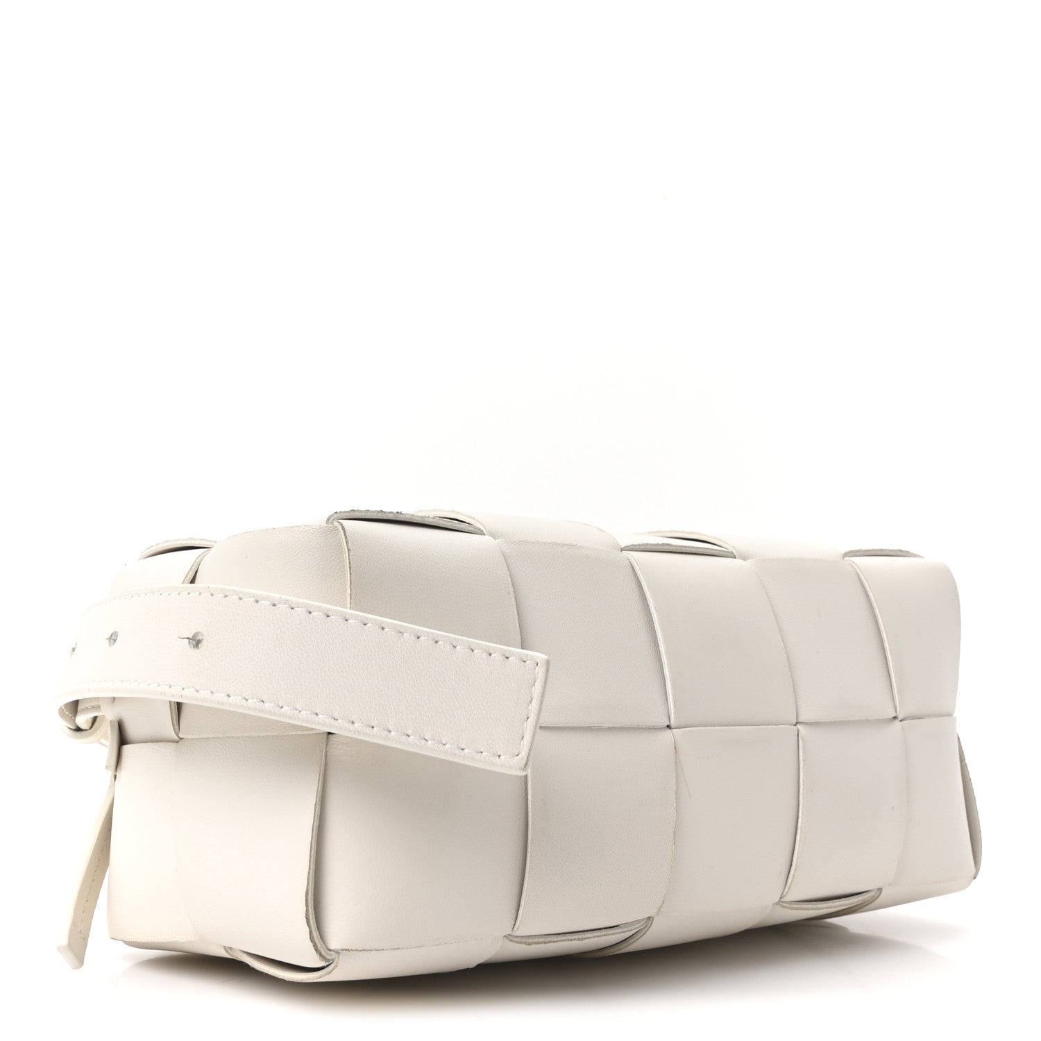 Bottega Veneta Lambskin Maxi Intrecciato Small Brick Cassette Bag White