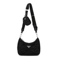 Prada Re-Nylon Triangle Padded Patchwork Shoulder Bag Black
