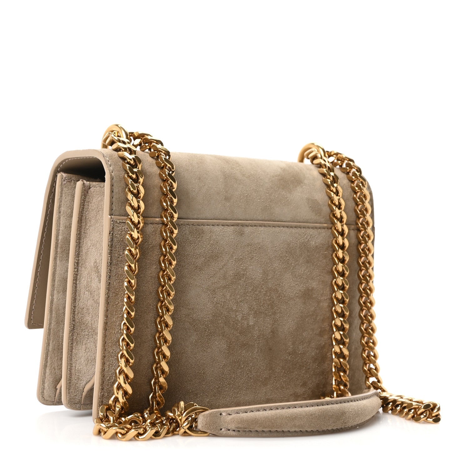 Saint Laurent Suede Calfskin Small Monogram Sunset Dark Beige