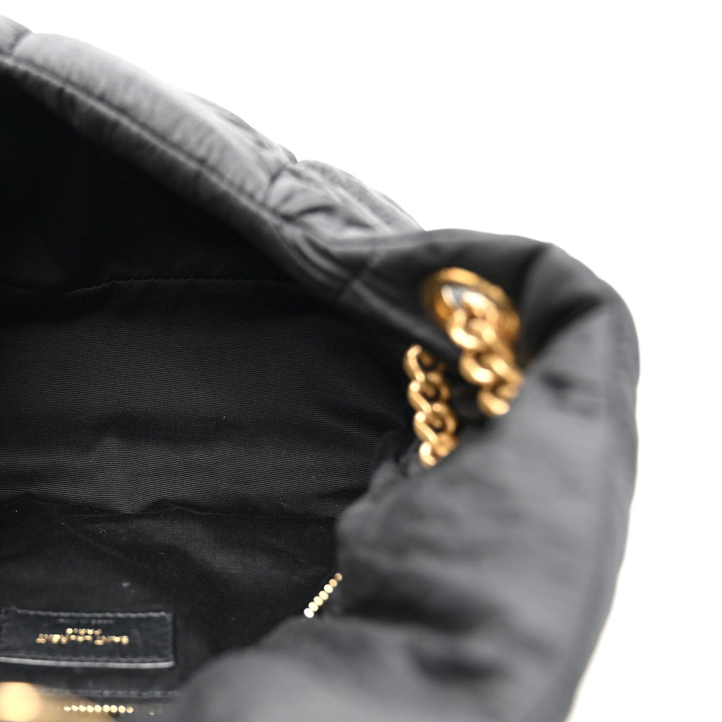 Saint Laurent Nylon Quilted Small Loulou Puffer Monogram Chain Satchel Black