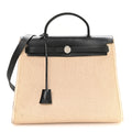 Hermès Toile GM Vache Calfskin Herbag 30 PM Natural Black Natural Black