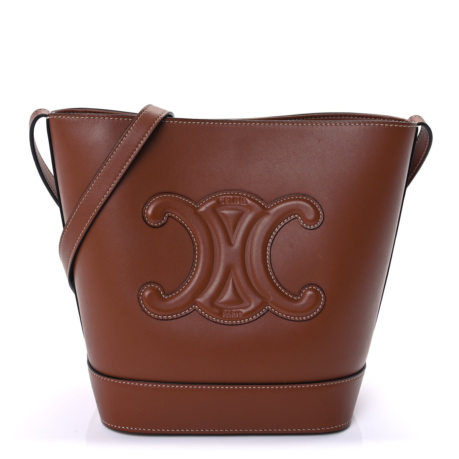 Celine Smooth Calfskin Small Cuir Triomphe Bucket Bag Tan