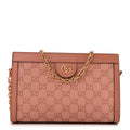 Gucci Monogram Textured Dollar Calfskin Small Ophidia Chain Shoulder Bag Cloche Rose Pink