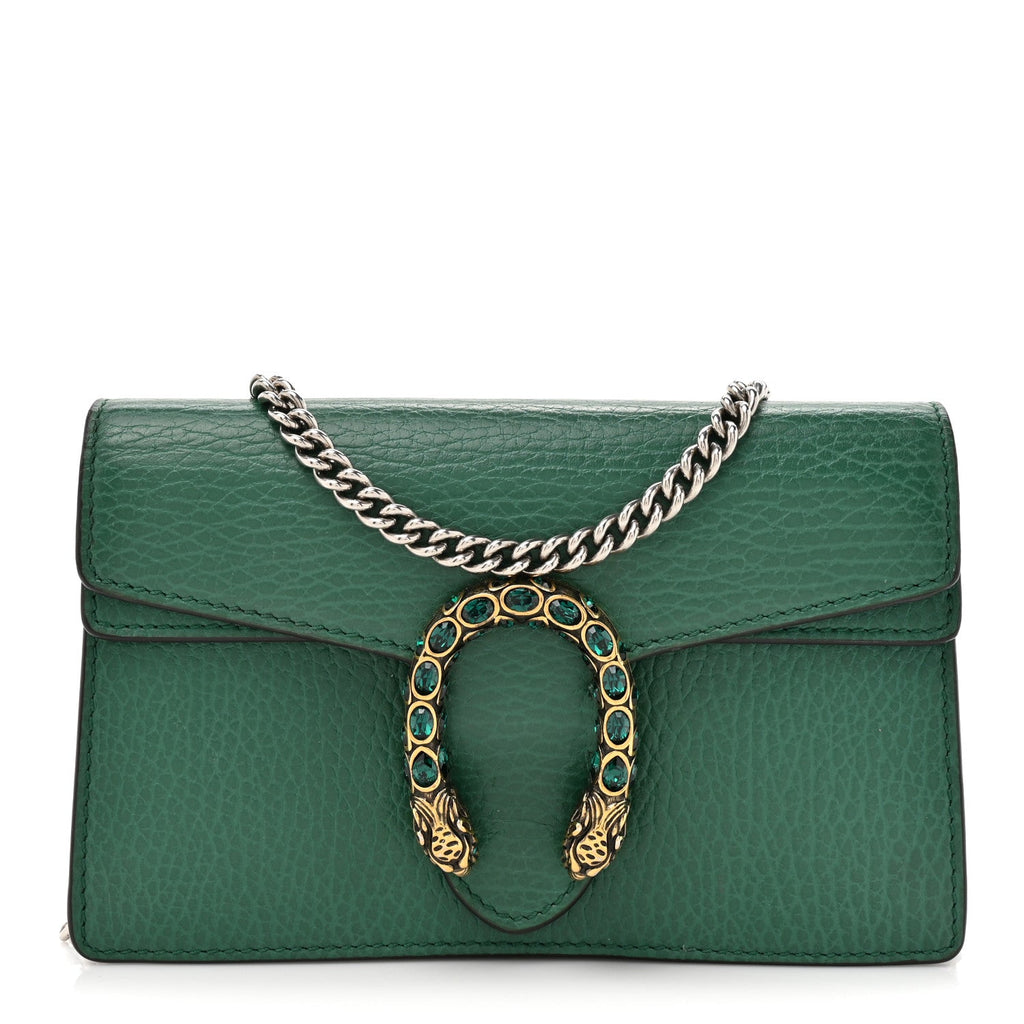 Gucci Dollar Calfskin Crystal Super Mini Dionysus Shoulder Bag Emerald