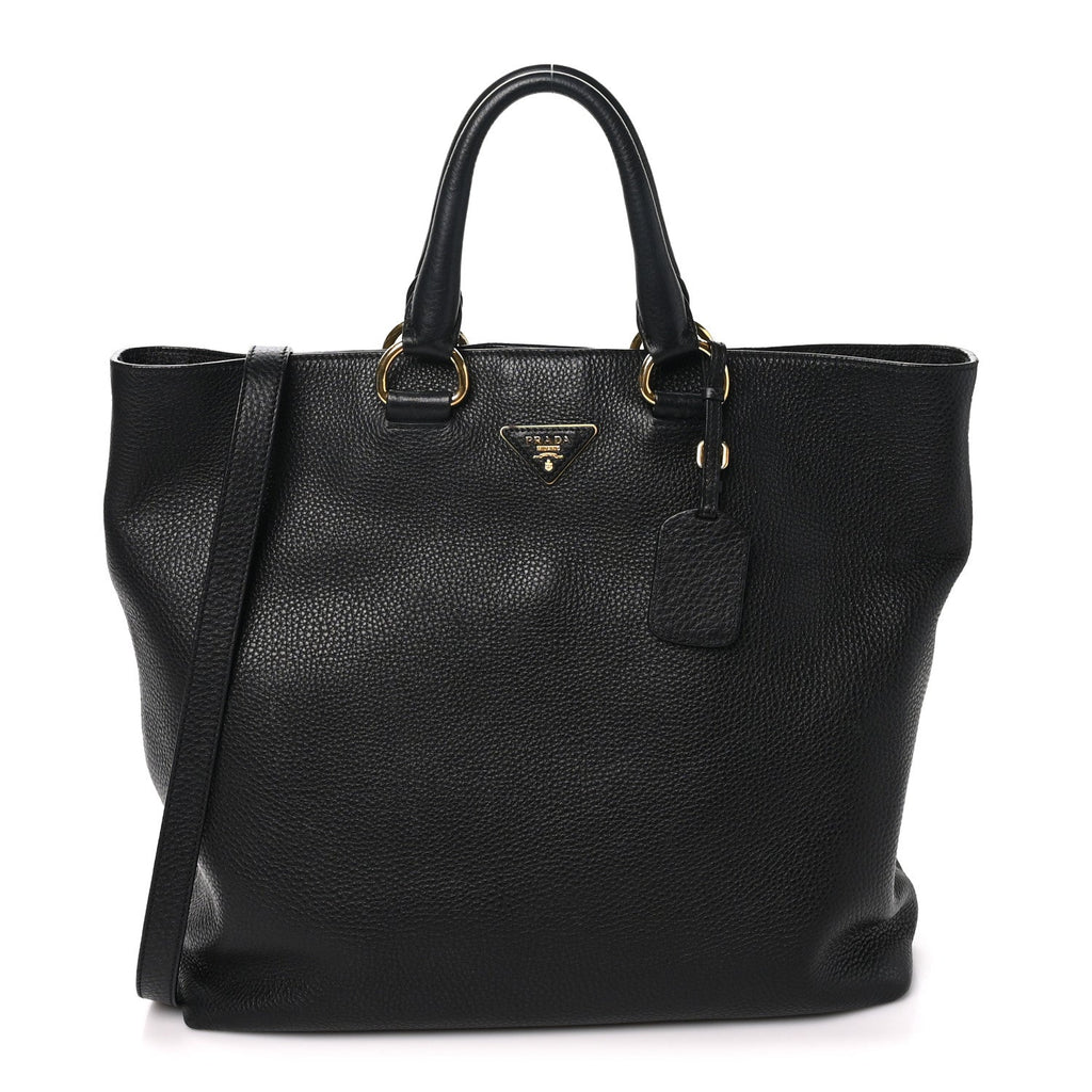 Prada Vitello Daino Shopping Tote Black