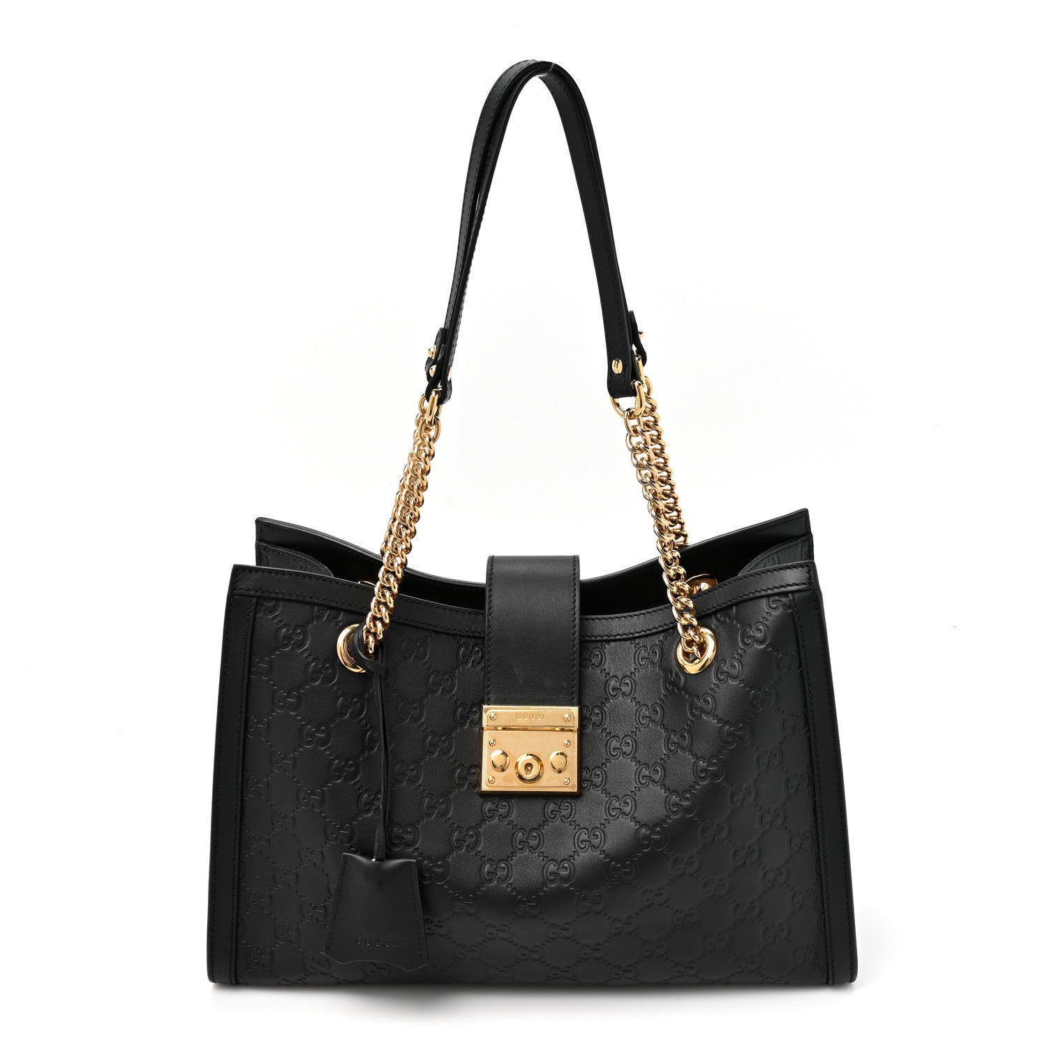 Gucci Guccissima Medium Padlock Tote Black
