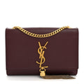 Saint Laurent Smooth Calfskin Small Classic Monogram Kate Tassel Satchel Rouge Legion