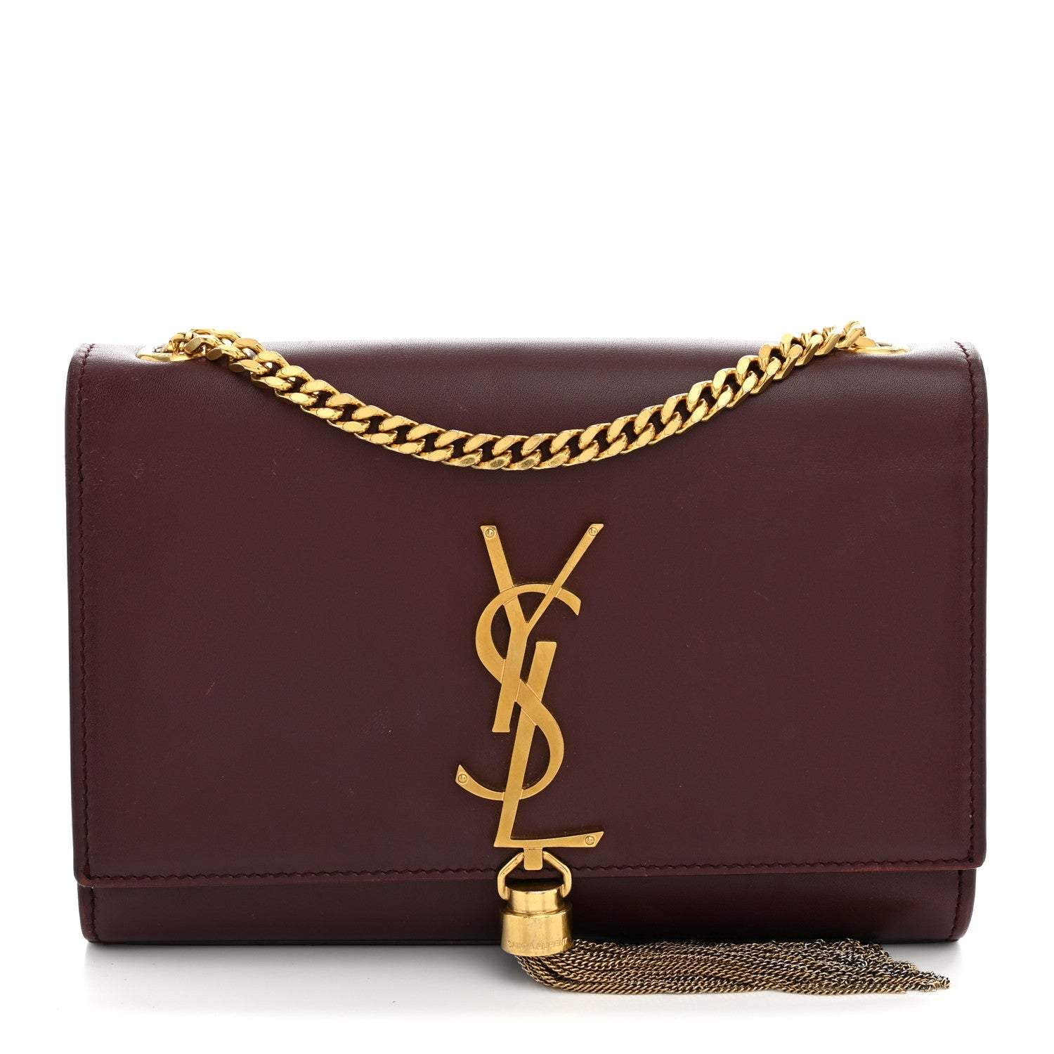 Saint Laurent Smooth Calfskin Small Classic Monogram Kate Tassel Satchel Rouge Legion