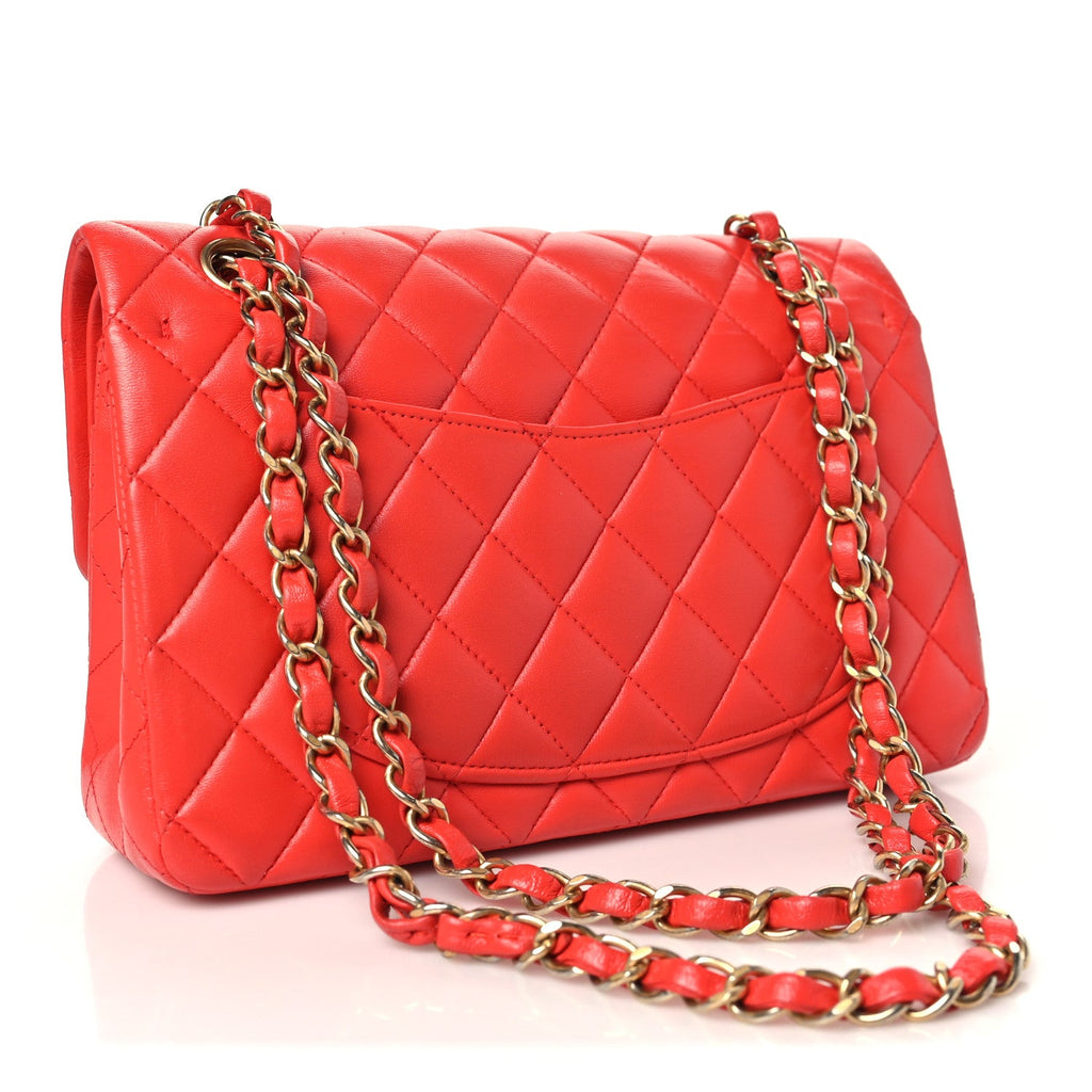 Chanel Lambskin Quilted Small Double Flap Red