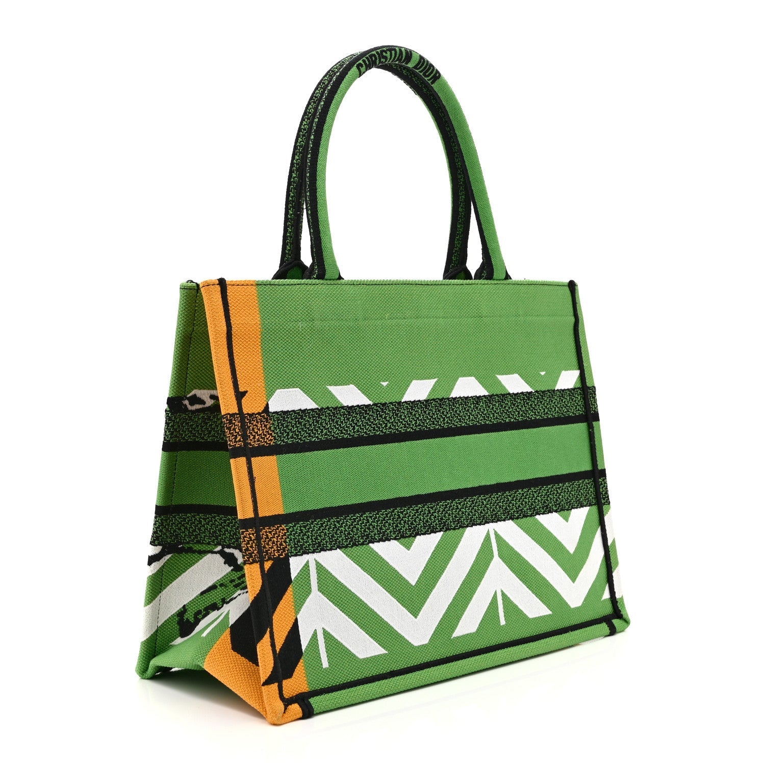 Dior Canvas Embroidered Medium Jungle Pop Book Tote Green Multicolor