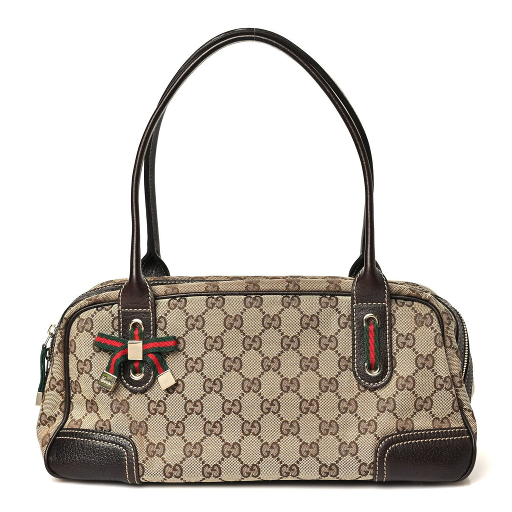 Gucci Monogram Small Princy Satchel Dark Brown