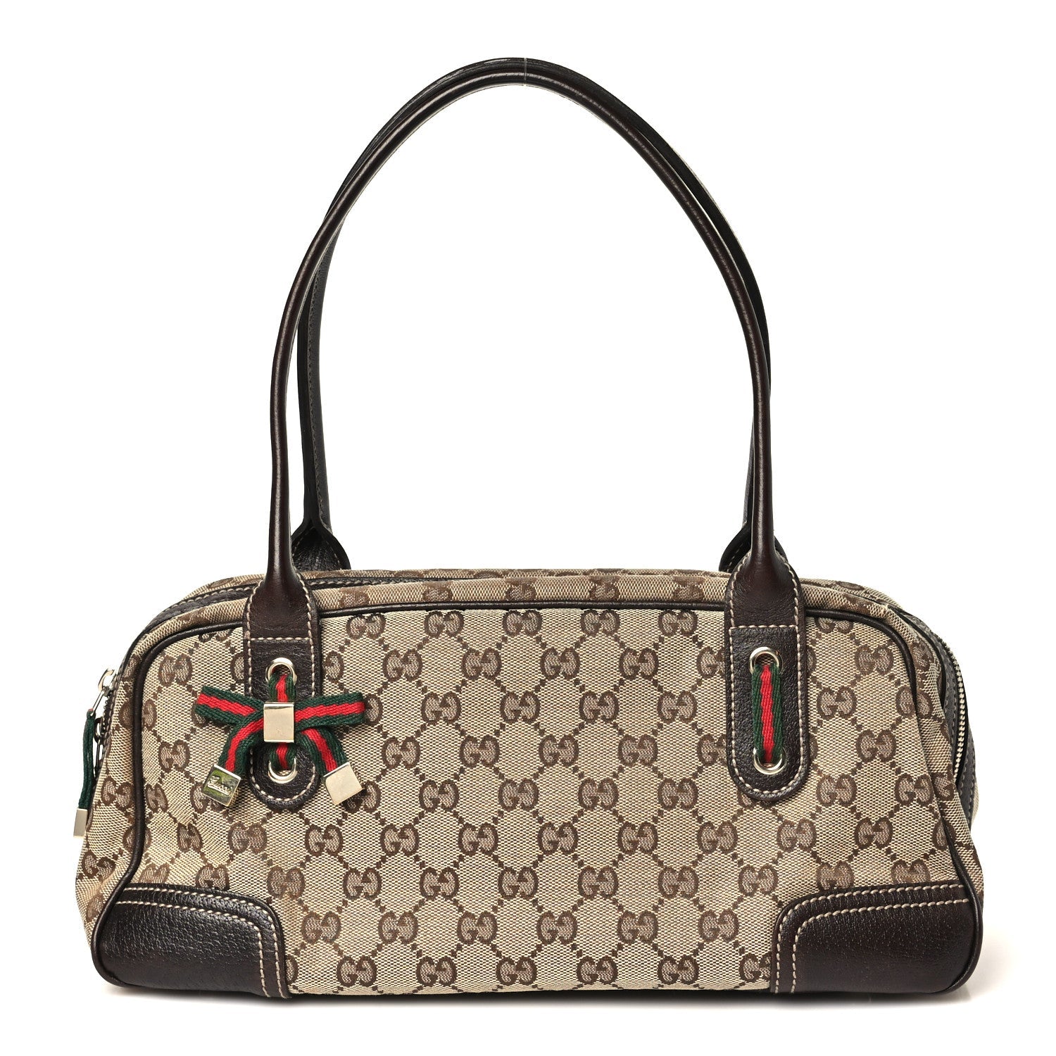 Gucci Monogram Small Princy Satchel Dark Brown