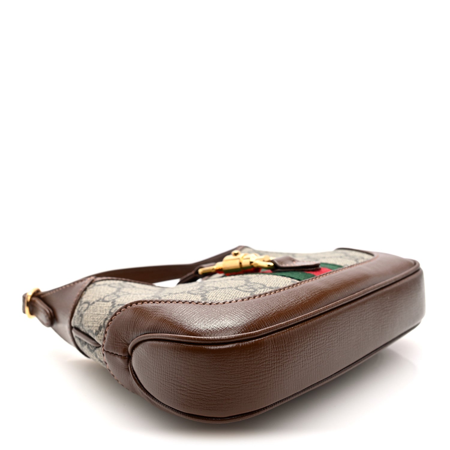 Gucci GG Supreme Monogram Azalea Calfskin Web Mini Jackie 1961 Hobo Beige Ebony Brown Sugar