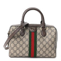Gucci GG Supreme Monogram Web Medium Ophidia Top Handle Bag Beige Ebony New Acero