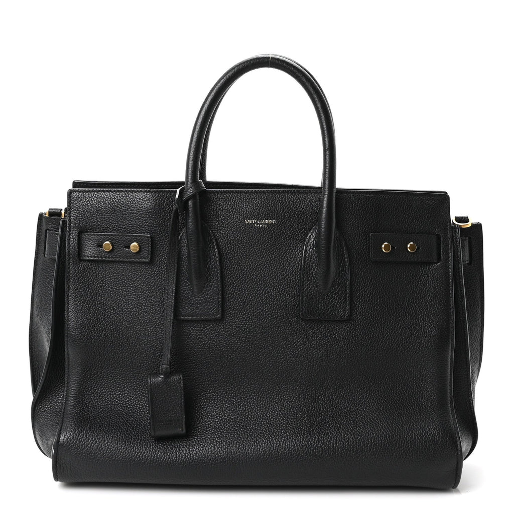 Saint Laurent Grained Calfskin Small Supple Sac De Jour Black