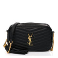 Saint Laurent Grain De Poudre Matelasse Monogram Mini Lou Camera Bag Black